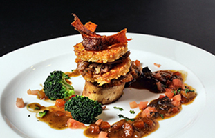 Millefoglie di Osso Buco stufato e Risotto croccante