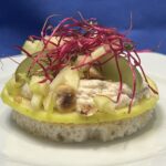 Gerookte paling met appel en druif